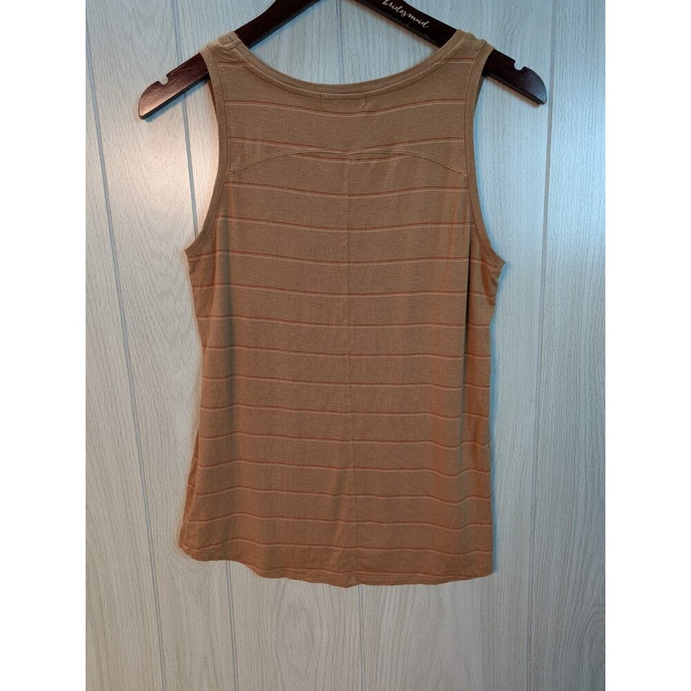 Prana XS Women ORGANIC Tencel SLEEVELESS Tank Top Cropped Orange Striped - Picture 2 of 6